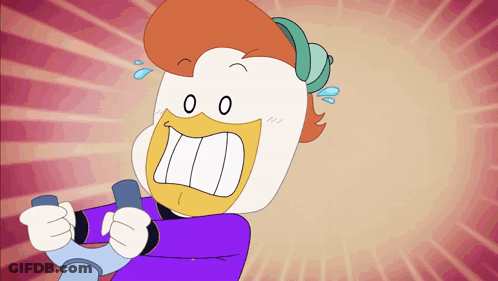 Surprised Character Wearing Purple Shirt GIF