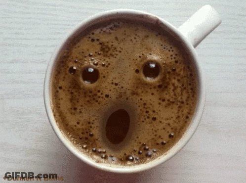 Surprised Foam Face Coffee Cup GIF