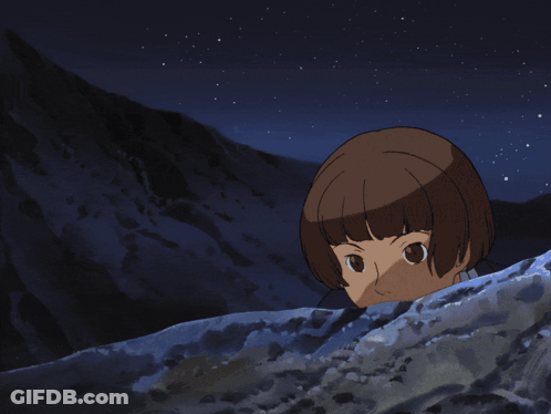 Surprised Girl Looking Up At Stars GIF