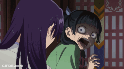 Surprised Girl Next To Purple-Haired Girl GIF