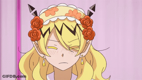 Surprised Girl With Blue Hair And Flower GIF