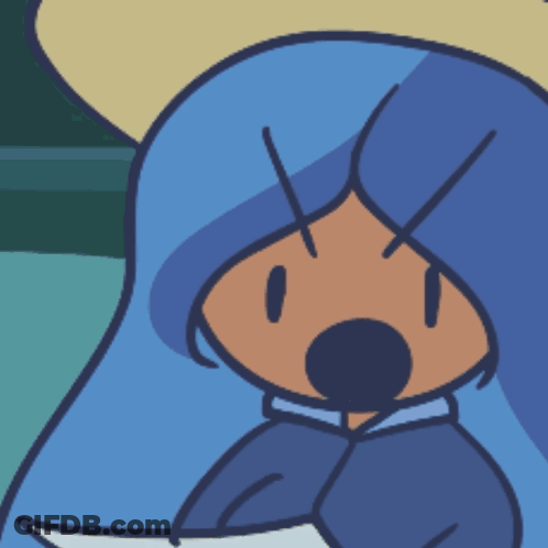 Surprised Girl With Blue Hair GIF