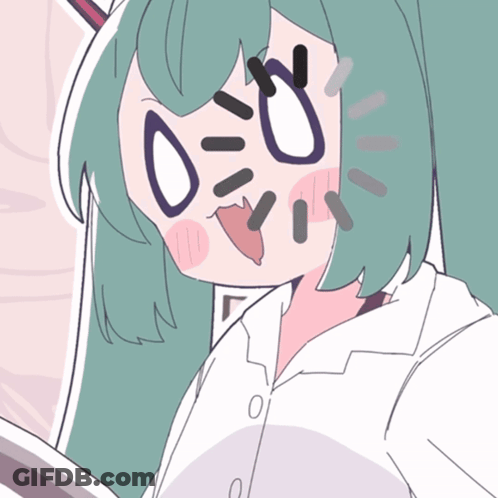 Surprised Girl With Green Hair And White Shirt GIF