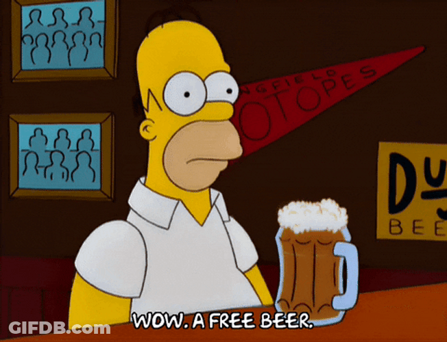 Surprised Homer Free Beer At The Bar GIF