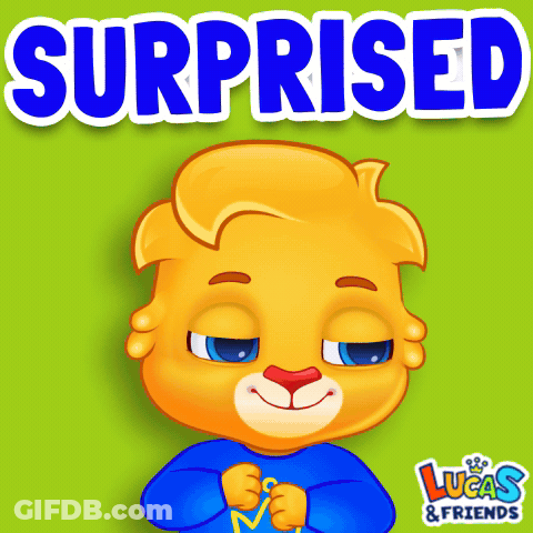 Surprised Lucas And Friends Poster With Cartoon Lion GIF