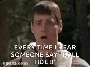 Surprised Man Saying Roll Tide GIF