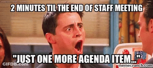 Surprised Man Says 2 Minutes Til End Of Staff Meeting Just One More Agenda Item GIF