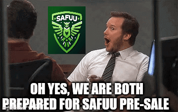 Surprised Man Sitting In Front Of Safuu Logo GIF