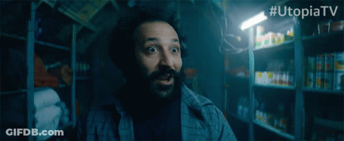Surprised Man With Beard In Dark Room #Utopiatv GIF