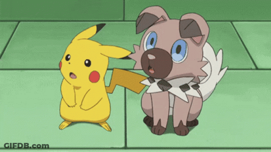 Surprised Pikachu Rockruff Synchronized Dance GIF