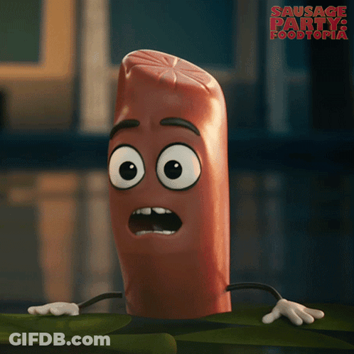 Surprised Sausage From Sausage Party 2 GIF