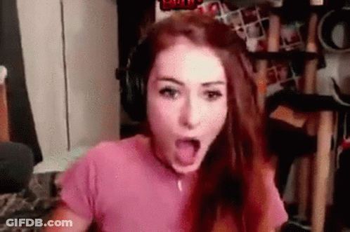 Surprised Woman Headphones At Computer GIF