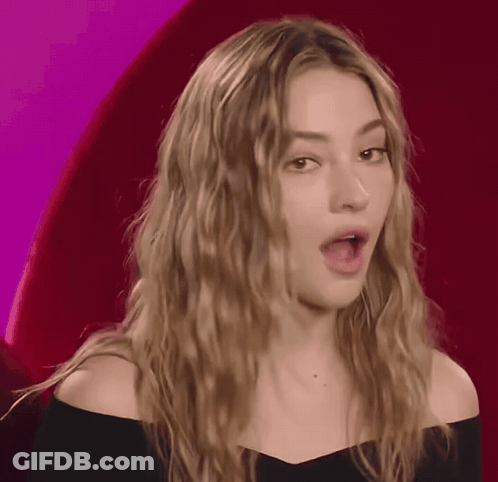 Surprised Woman In Black Top GIF