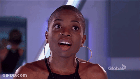 Surprised Woman On Global TV Show GIF