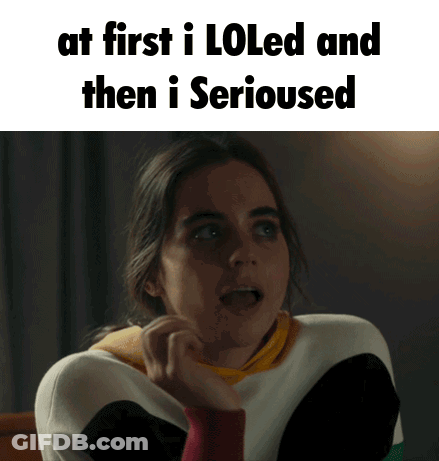 Surprised Woman Saying At First I Loled GIF