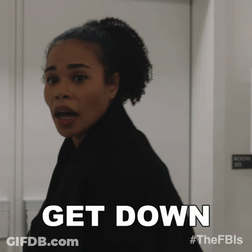 Surprised Woman Saying Get Down GIF