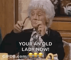 Surprised Woman Saying I'm Old GIF