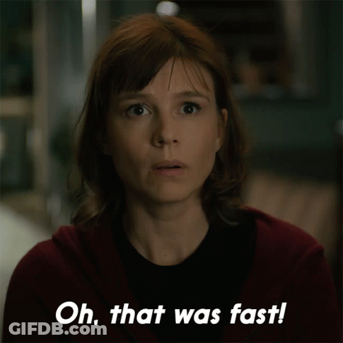 Surprised Woman Saying Oh That Was Fast GIF