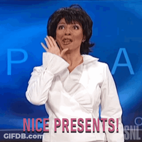 Surprised Woman Says Nice Presents SNL GIF