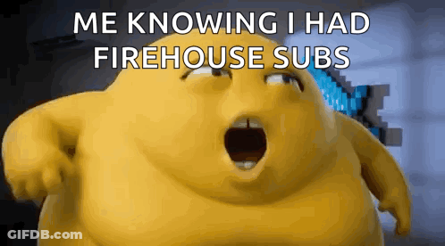 Surprised Yellow Cartoon Saying Me Knowing I Had Firehouse Subs GIF