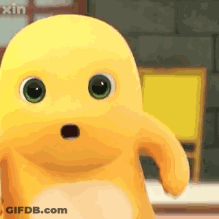 Surprised Yellow Stuffed Animal With Yellow Board GIF