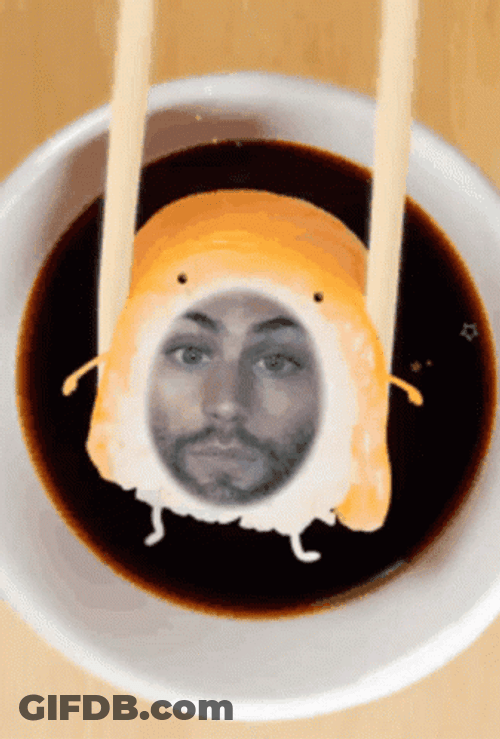Sushi Face On Sauce GIF