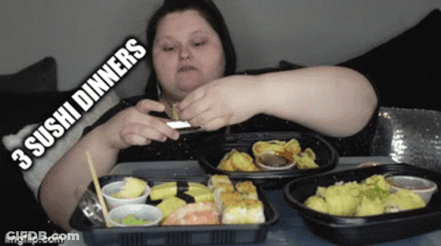 Sushi Mukbang Girl GIF