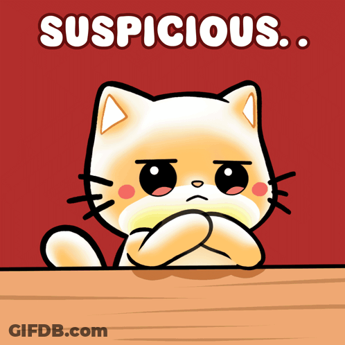 Suspicious Cat Cartoon GIF