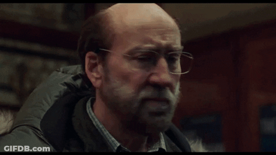 Suspicious Nic Cage Looking Around GIF