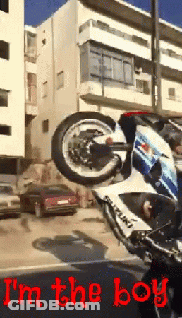 Suzuki Motorcycle Upside Down On Street GIF