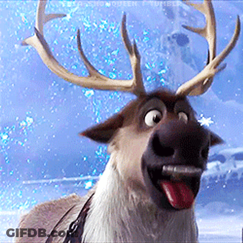 Sven The Reindeer Licking Snow GIF