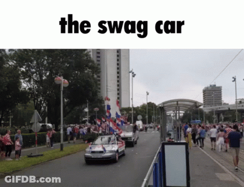 Swag Car Driving Past Crowd GIF