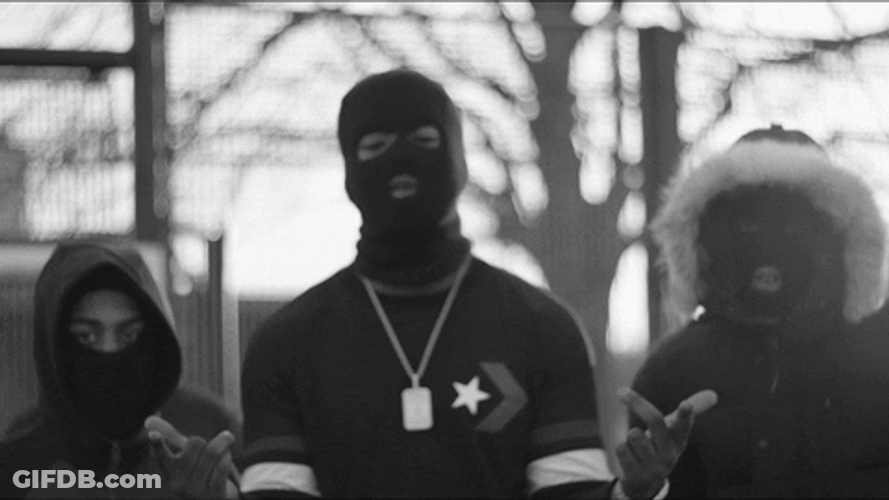 Swarmz Pointing Rapping Ski Mask GIF
