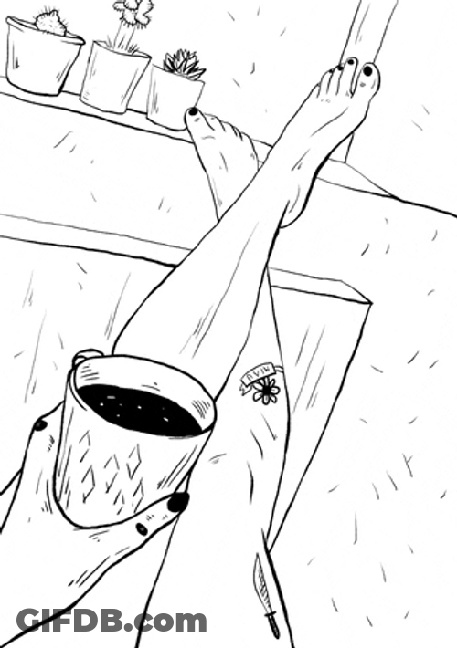 Swaying Legs Coffee Moving Sketch GIF