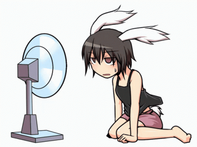 Sweating Boy Facing Fan Meme GIF