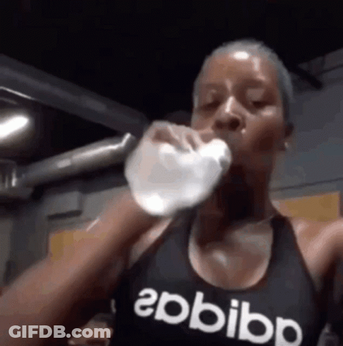 Sweating Meme Drinks Water Girl GIF