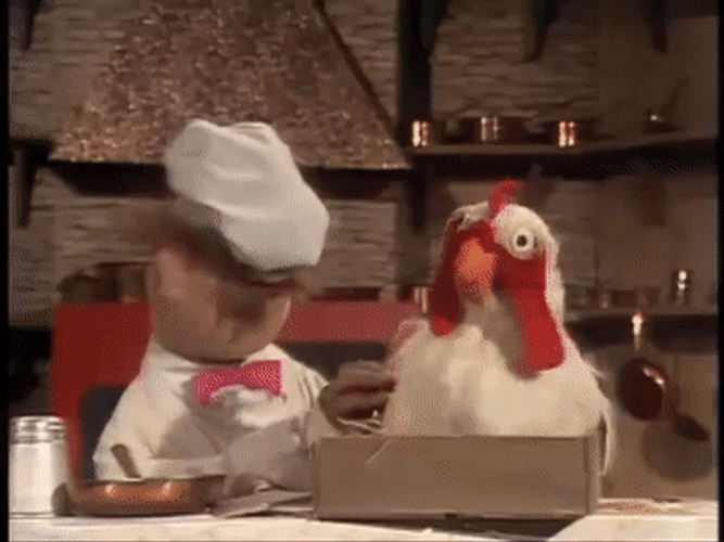 Swedish Chef Bombing Chicken GIF