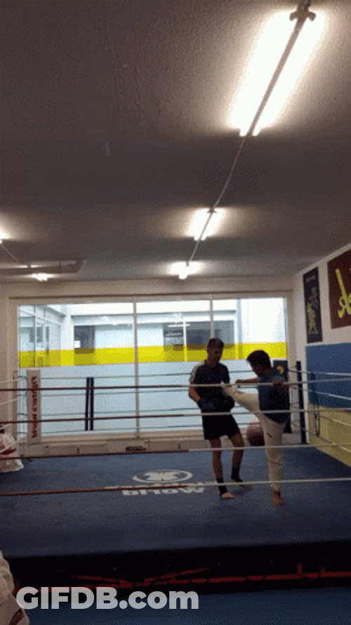 Sweep The Leg Two Guys In Boxing Ring GIF