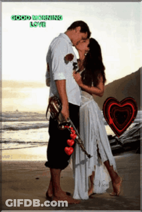 Sweet Beach Couple Picture Good Morning Wife GIF