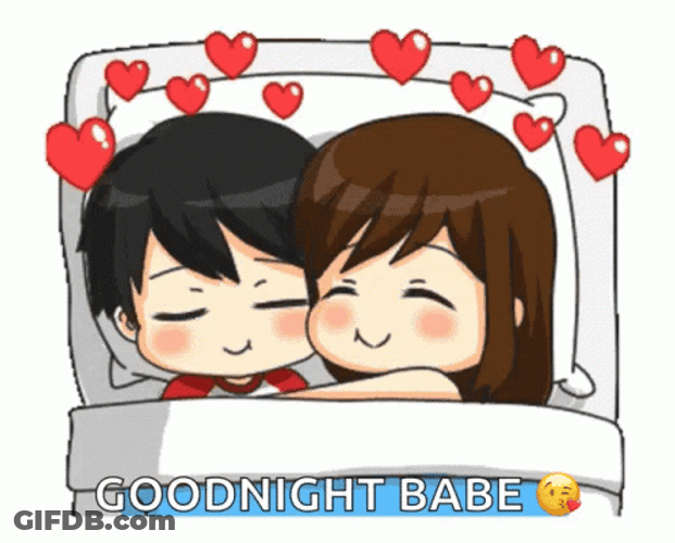Sweet Couple Cuddling Good Night Babe Sticker GIF