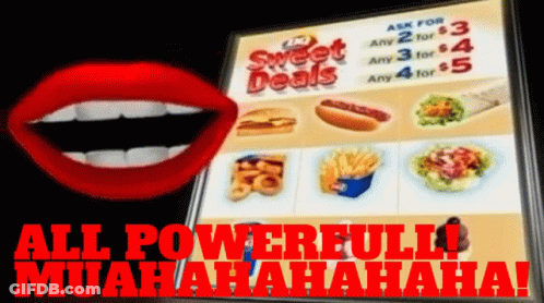 Sweet Deals Sign Next To Mouth GIF