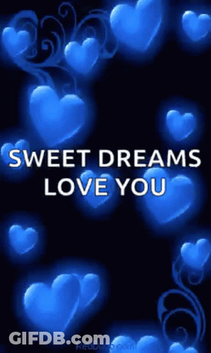 Sweet Dreams Love You Greeting Card With Blue Hearts GIF