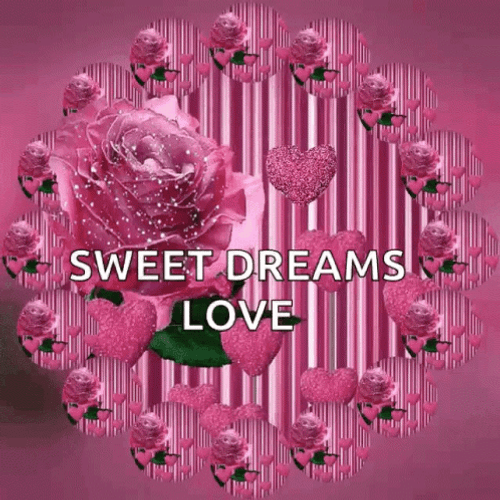 Sweet Dreams My Love Rotating Pink Flowers GIF