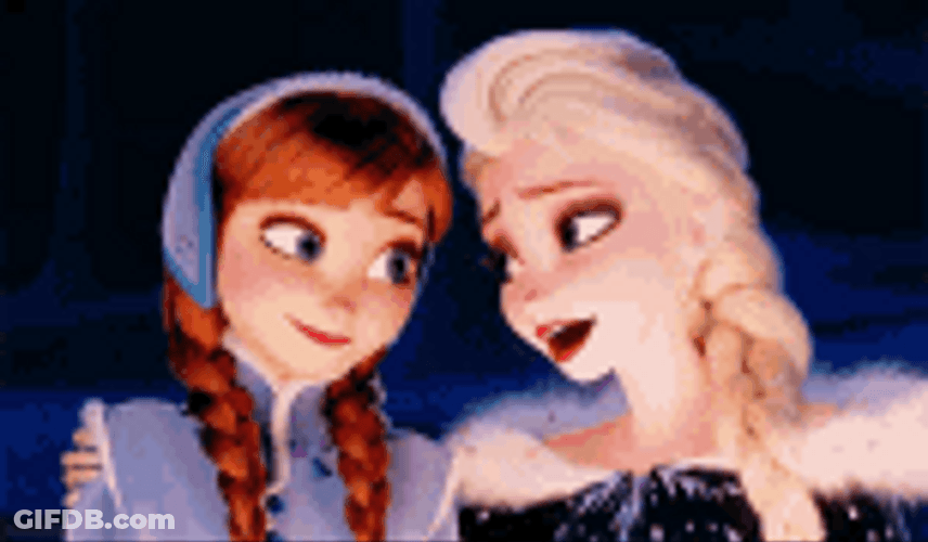 Sweet Frozen Elsa And Anna Hugging GIF