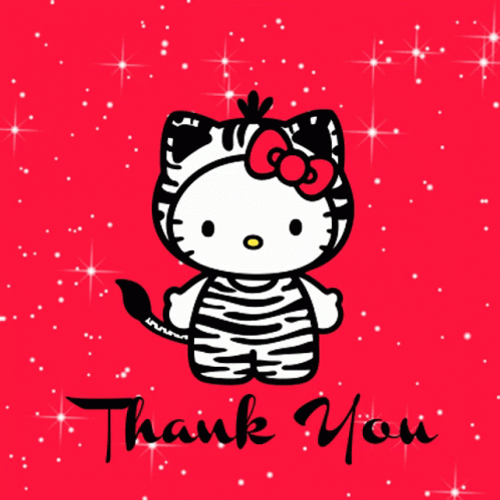 Sweet Hello Kitty Glittery Background Thank You GIF