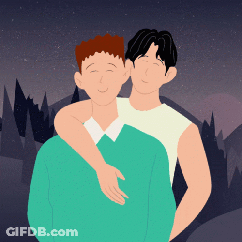 Sweet Smiling Cute Couple Gay Hug GIF