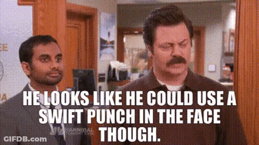 Swift Punch In The Face Ron Swanson Parks And Recreation GIF