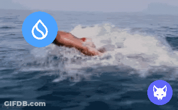 Swimmer With Blue Drop Circle And Blue Fox Circle GIF