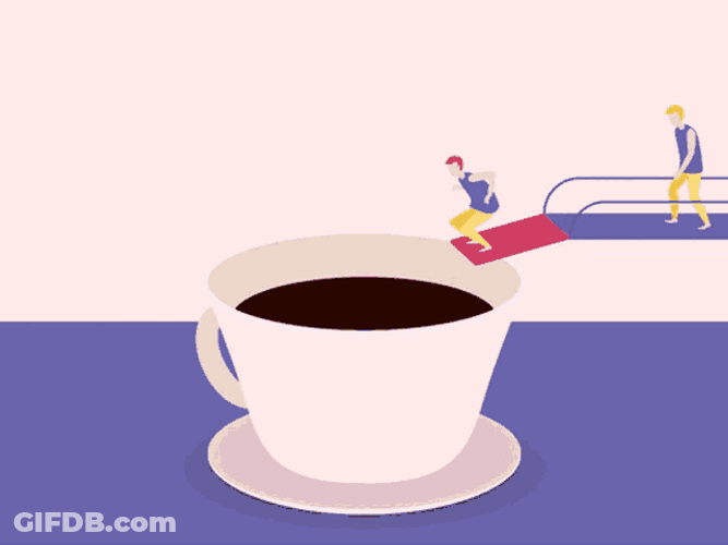 Swimmers Jump In The Animated Coffee Pool GIF