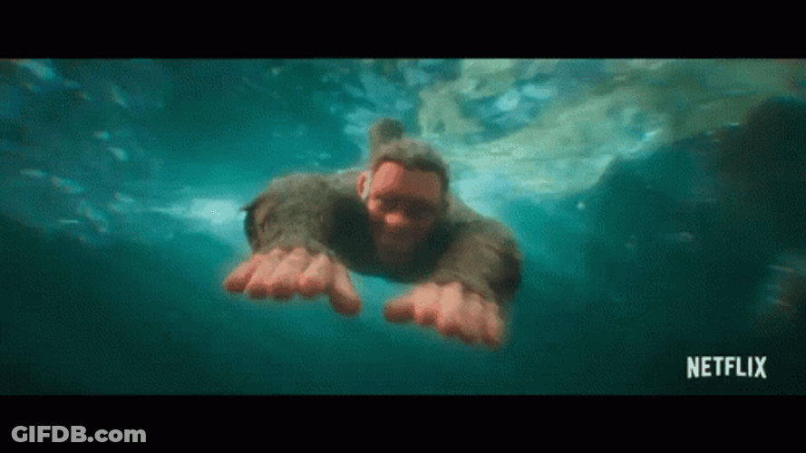 Swimming Big Foot GIF